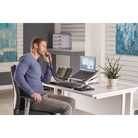 Supporto FELLOWES laptop Office Suites plastica nero/argento 16,5x38,4x28,9 cm 8032001